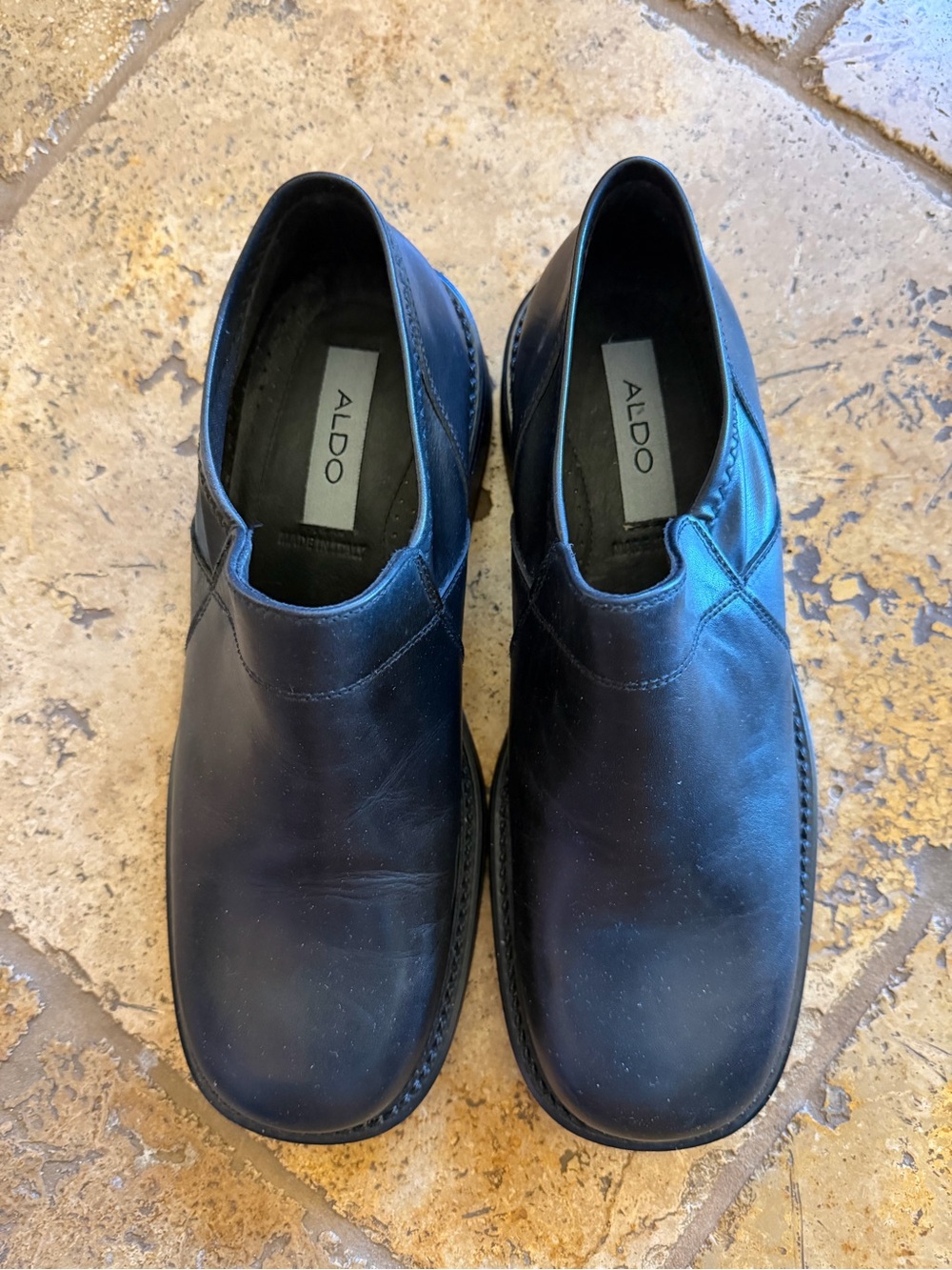 ALDO Black Leather Slip-On High Loafers NWOT